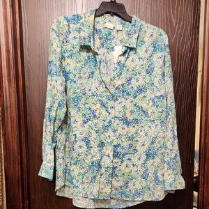 Westbound Blue and White Notched Collar Button Down Shirt